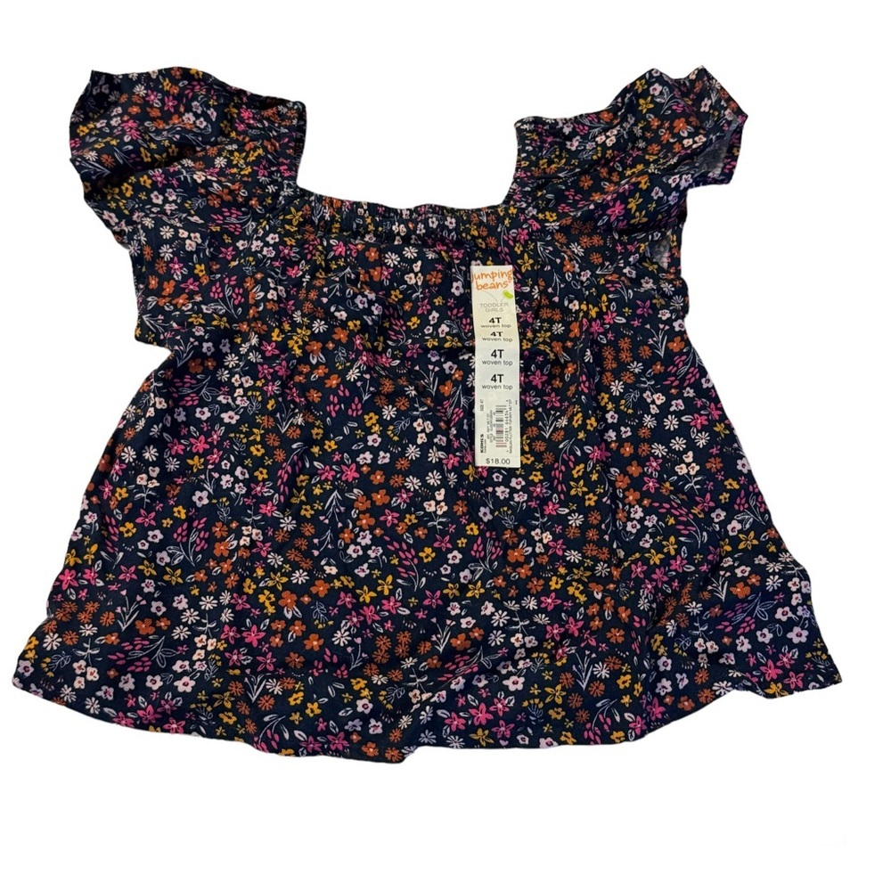 Jumping Beans Raglan Flutter Short Sleeve Floral Top 4T NWT